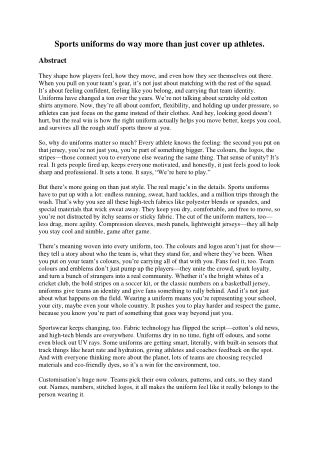 Sports uniforms do way more than just cover up athletes.