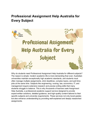 Professional Assignment Help Australia for Every Subject