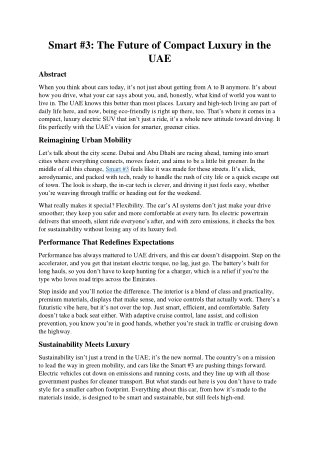 Smart #3: The Future of Compact Luxury in the UAE