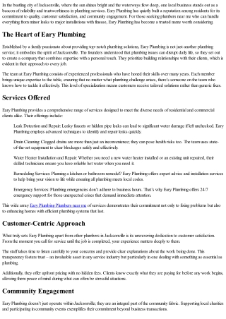 Local Love for Eary Plumbing: Jacksonville’s Best-Kept Secret!