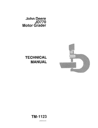 JOHN DEERE 770 Motor Grader Service Repair Manual Instant Download