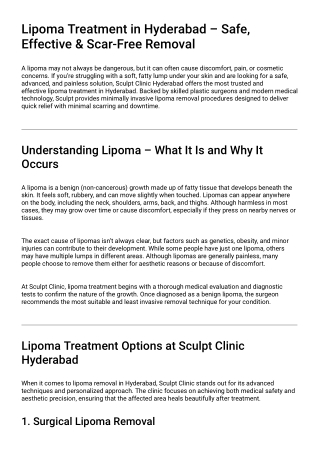 Lipoma Treatment in Hyderabad