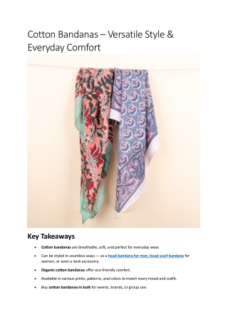Cotton Bandanas – Versatile Style & Everyday Comfort