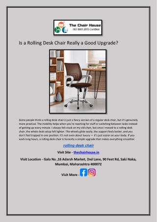 Is a Rolling Desk Chair Really a Good Upgrade?