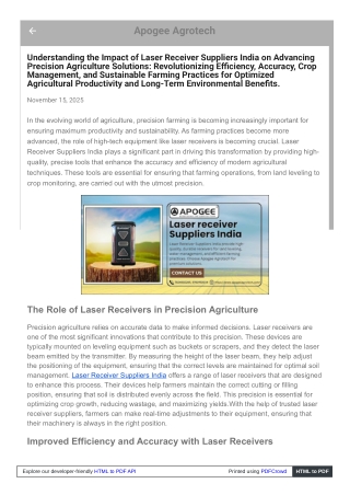 Find Trusted Laser Receiver Suppliers India for Efficient Farming