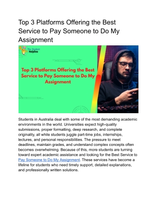 Top 3 Platforms Offering the Best Service to Pay Someone to Do My Assignment
