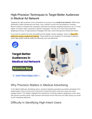 High-Precision Techniques to Target Better Audiences in Medical Ad Network