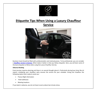 Etiquette Tips When Using a Luxury Chauffeur Service