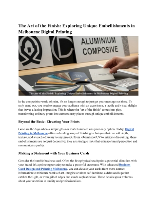 The Art of the Finish_ Exploring Unique Embellishments in Melbourne Digital Printing