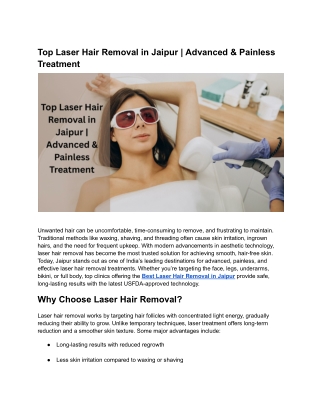 Top Laser Hair Removal in Jaipur | Advanced & Painless Treatment