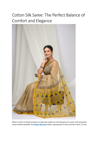 Cotton Silk Saree The Perfect Balance of Comfort and Elegance