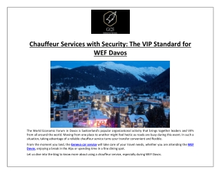 Chauffeur Services with Security: The VIP Standard for WEF Davos