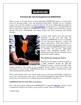 Premium Bar Sets & Equipment by BARHOUSE
