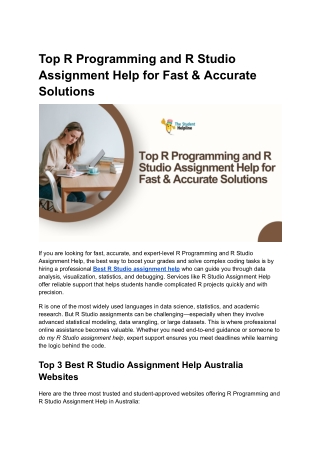 Top R Programming and R Studio Assignment Help for Fast & Accurate Solutions