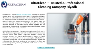 UltraClean – Trusted & Professional Cleaning Company Riyadh
