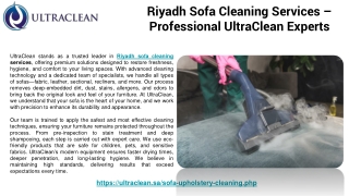 Riyadh Sofa Cleaning Services – Professional UltraClean Experts