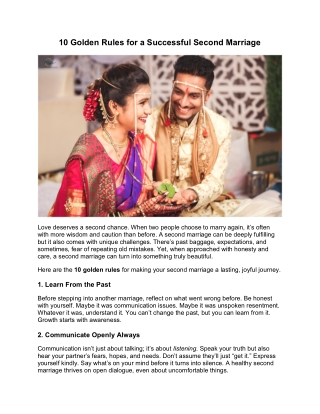 10 Golden Rules for a Successful Second Marriage