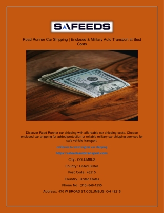 Road Runner Car Shipping | Enclosed & Military Auto Transport at Best Costs