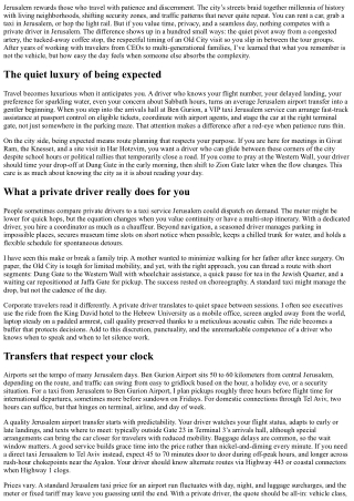 Private Driver Jerusalem: Personalized City Tours and Transfers