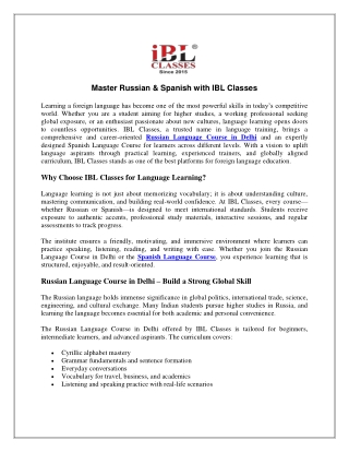 Master Russian & Spanish with IBL Classes