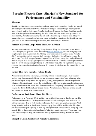 Porsche Electric Cars: Sharjah’s New Standard for Performance and Sustainability