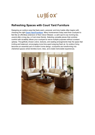 Refreshing Spaces with Court Yard Furniture