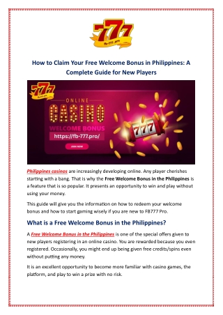 How to Claim Your Free Welcome Bonus in Philippines