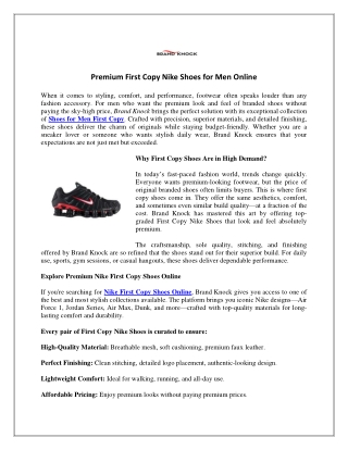 Premium First Copy Nike Shoes for Men Online