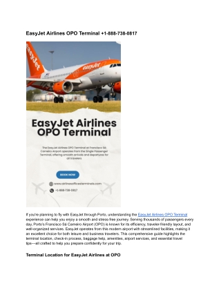 EasyJet Airlines OPO Terminal  1-888-738-0817