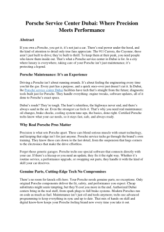 Porsche Service Center Dubai: Where Precision Meets Performance