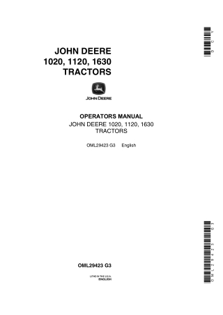 John Deere 1120 Tractors Operator’s Manual Instant Download (Publication No.OML29423)