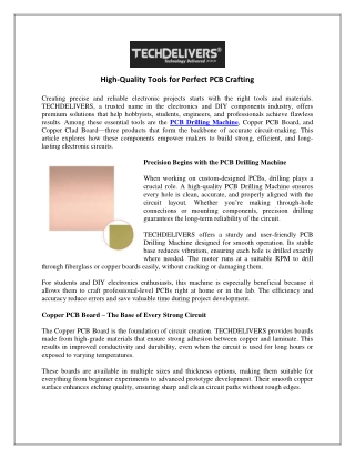 High-Quality Tools for Perfect PCB Crafting