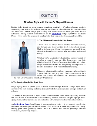 Timeless Style with Karnam’s Elegant Dresses