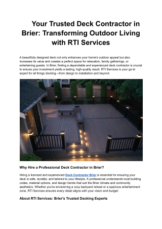 Your Trusted Deck Contractor in Brier_ Transforming Outdoor Living with RTI Services