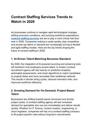 Contract Staffing Services Trends to Watch in 2026