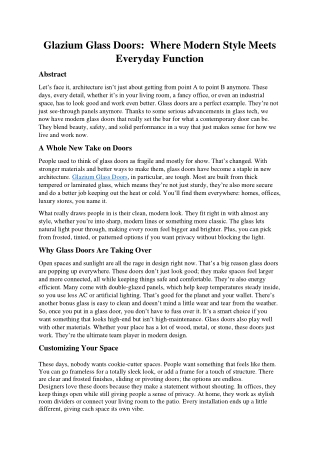 Glazium Glass Doors:  Where Modern Style Meets Everyday Function