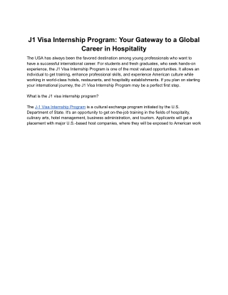 J1 Visa Internship Program_ Your Gateway to a Global Career in Hospitality