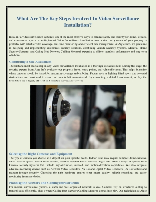 What Are the Key Steps Involved in Video Surveillance Installation