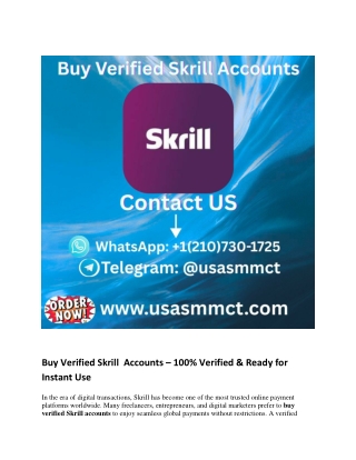 Buy Verified Skrill Accounts – Fast, Secure, and Global Payments