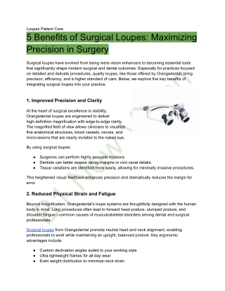 5 Benefits of Surgical Loupes_ Maximizing Precision in Surgery