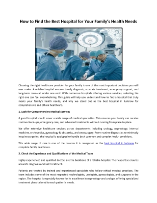 How to Find the Best Hospital for Your Family’s Health Needs