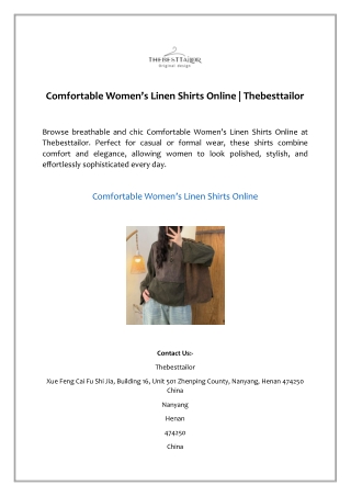 Comfortable Women’s Linen Shirts Online | Thebesttailor