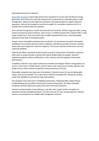 Renewable Electricity for Industries