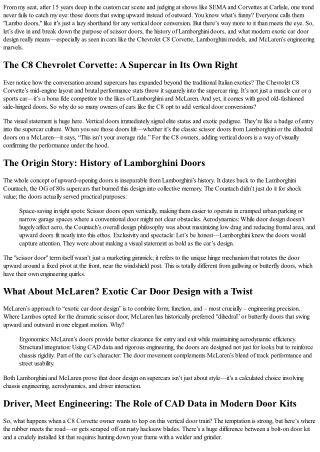 Why Do Supercars Have Doors That Go Up?