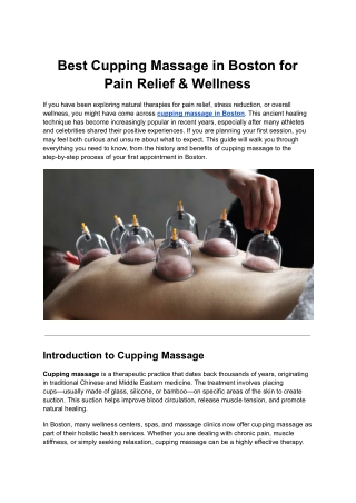 Best Cupping Massage in Boston for Pain Relief & Wellness