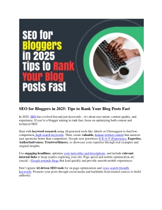 SEO for Bloggers in 2025 Tips to rank your blog posts fast
