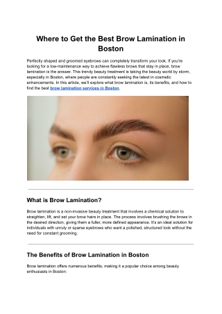 Where to Get the Best Brow Lamination in Boston