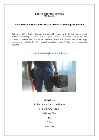 Roller Shutter Replacement Adelaide | Roller Shutter Repairs Adelaide