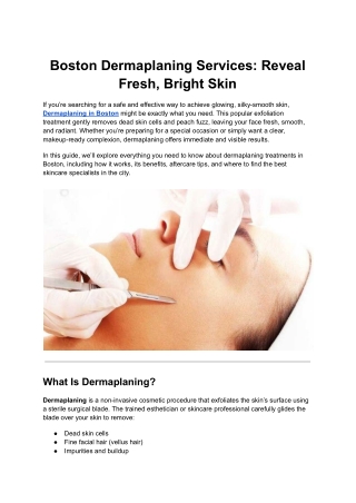Dermaplaning in Boston – Reveal Your Smoothest, Brightest Skin