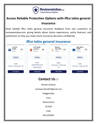 Access Reliable Protection Options with iffco tokio general insurance